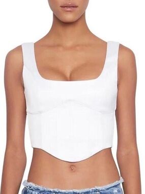 Danielle Guizio Satin Lace-Up Bustier Top in White size M NWT